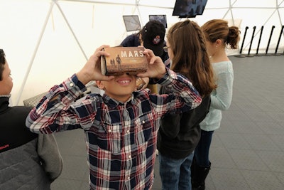 At several iMac stations, guests could play games that simulate rocket landings and guide rovers across the Mars terrain. Guests also received a custom Cardboard VR viewer to take with them and use to play the games at home.