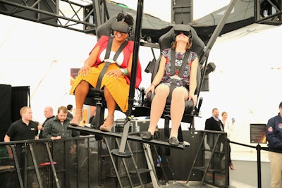 During a 90-second ride that combined the thrills of an amusement park attraction with virtual reality, guests had the experience of what it's like to land a spaceship on Mars.