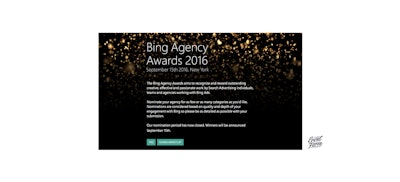 Bing’s on-brand website included custom forms that allowed users to vote for award-winners.