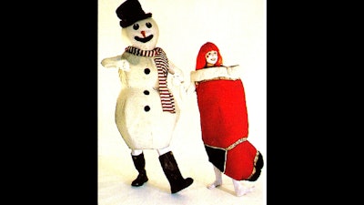 Frosty and a candy cane