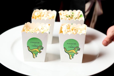 Mini popcorn cups bore the dino graphic and the capsule collection's name.