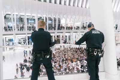 Transit workers, along with NYPD officers and Port Authority and Oculus security staff, watched from the sidelines. Israel said they were “friendly and supportive.”