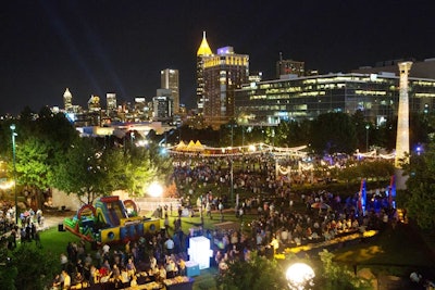 Atlanta's Centennial Olympic Park became 'Camp Microsoft Ignite' for a party on the final night of the tech conference.