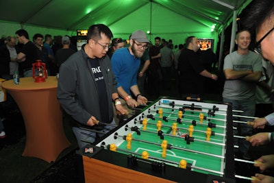 Old-school games like foosball, pinball, ping-pong, and Pac-Man were a hit in the Arcade Tent.