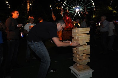 In the Glamping area, guests could play a giant Jenga game while listening to a DJ.