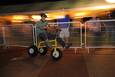 A trike relay also served as a fund-raiser: Microsoft donated $1 to the Atlanta chapter of the Boys & Girls Clubs of America for each lap completed at the party.