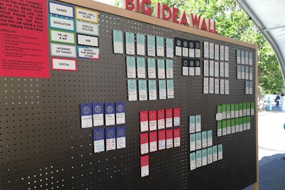 Developers could add their ideas to N.F.C.-enabled tiles on the “Big Idea Wall,” which allowed them to save and collaborate on concepts in Google Spaces.
