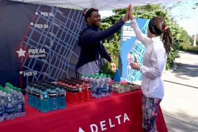 Runners received drinks, snacks, and encouragement at each of the five stations along the Hudson River Greenway.