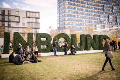 More than 19,000 people attended Inbound in Boston. Large grass-covered letters marked the space outside the convention center where attendees could relax between sessions and get food from more than a dozen food trucks.