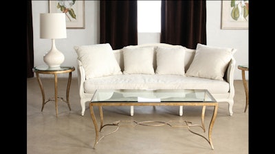 Cocktail and end tables in mottled antique gold finish
