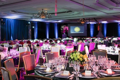 Millicent Bluford kept all of the table arrangements low to provide clear views of the centrally located stage for all of the night's speakers and programming.