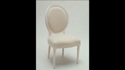 Antique white oval Louis side chair