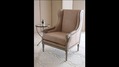 Oly Duncan chair in dove leather upholstery