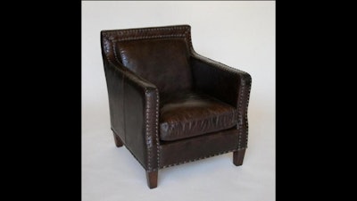 Cigar leather club chair with nailhead trim