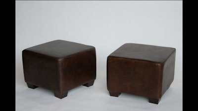 Cigar leather cube ottoman