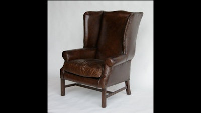 Cigar leather wing chair