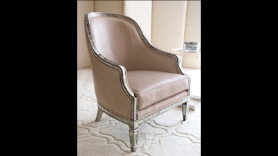 Oly Warner chair in dove leather upholstery