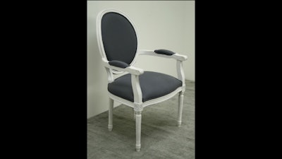 Gray linen oval Louis arm chair
