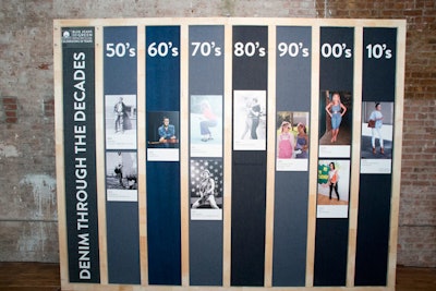 The gallery had a life-size timeline that highlighted notable moments in history when celebrities including Beyoncé and Rihanna sported denim outfits.