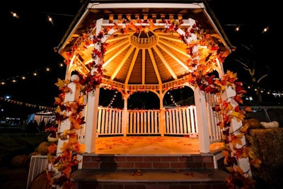 The recreation of Stars Hollow included the town square’s gazebo, decorated with fall foliage.