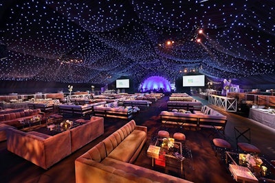 Fiber-optic panels hung from the roof of the City of Hope gala tent to create the look of a starlit sky.