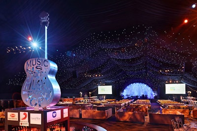 A guitar-shaped fountain was a nod to the invitation and the decor; it will move to the City of Hope Duarte campus.