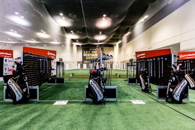 For the 2016 PGA Show, held in Orlando in January, Philadelphia-based agency Sparks created a booth for TaylorMade. The structure—designed to highlight the golf brand’s products in an interactive setting—featured 20-foot-high rotating signage and multiple projection surfaces. The space also had two golf simulators, meeting rooms, putting greens, and hitting bays.