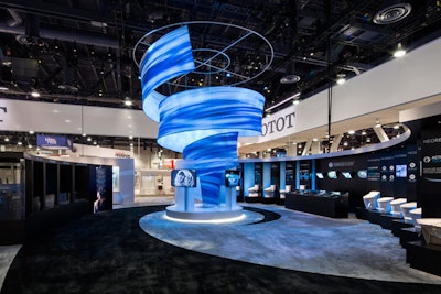 At the 2016 Kitchen and Bath Industry Show in Las Vegas in January, GES designed a booth for client Toto USA to help launch its new water-saving technologies; the visuals were inspired by whirlpools.