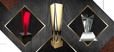 Breakthrough, Gatsby Gold, and Paris Enorme Crystal are three uniquely luxurious designs from Society Awards.