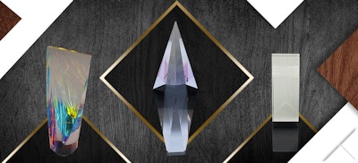 Dichro Drop, Garbrielle Purple, and Lines Crystal are three luxurious crystal awards from the Exclusives Line.