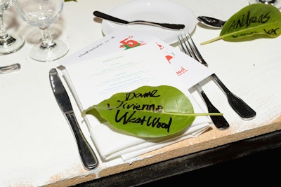 At the Art of Elysium Heaven Gala as part of Golden Globes weekend in Los Angeles in January, names simply scrawled on natural green leaves marked guests’ seats.