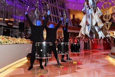 Blue Man Group, a popular act in Las Vegas, performed in MGM National Harbor’s Conservatory, in front of an audience of two dozen Miss World contestants.