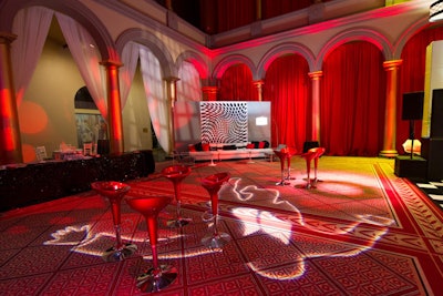 For a Mad Men-inspired corporate event in 2013 in Washington, a lighting projection on the floor evoked the image of a falling man from the show's opening credits.