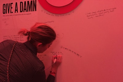 At each GOODFest event, organizers have created a variety of activities. In New York, guests could share the causes and issues that are important to them on the 'Give a Damn' wall.