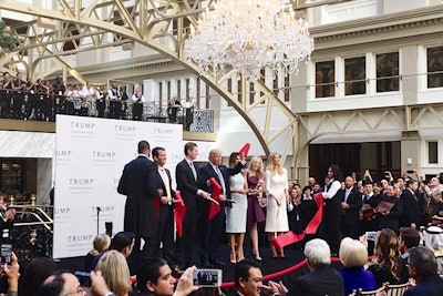 Event planners predict that President-elect Trump—shown here at the opening of Trump International Hotel, Washington, D.C., located down the street from the White House—will bring a new breed of event to Washington.