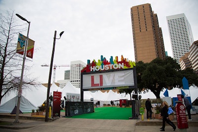 Houston Live covers one city block within the Super Bowl Live fan festival in downtown Houston.