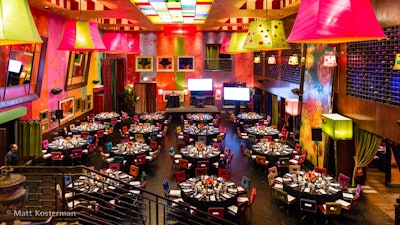 Carnivale's Main Dining Room can accommodate up to 500 guests, and even comes equipped with an aerialist rig!