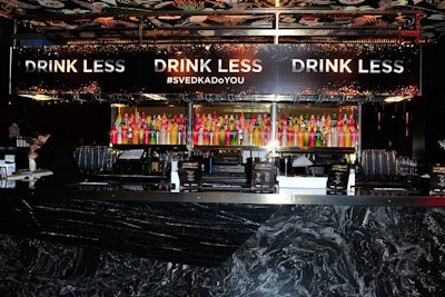 The 'drink less' bar encouraged guests to indulge in their fill of drinks from every type of Svedka vodka.