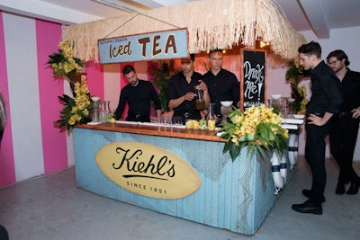 The tiki hut bar area served spiked ginseng green tea with manuka honey and spiked lemonade with fresh-squeezed lemons.
