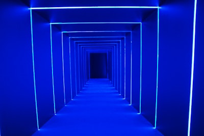 Before entering the hall, guests walked through a changing LED light tunnel dubbed the Passage.