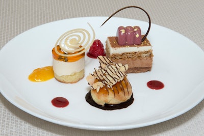 A dessert trio will have golden details and visual appeal for the televised show.