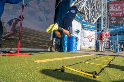 After doing the broad jump, high jump, and a ladder drill, fans received a 30-second slow-motion video of their experience to share on their social channels.