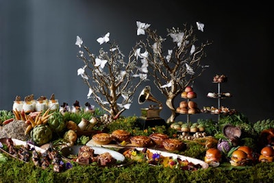 The 'Fairy’s Land” station will offer desserts presented in a whimsical, organic setting.