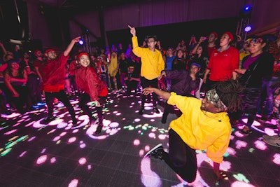 Patterns in the LED lights on the dance floor were arranged by I.B.M.'s Watson computer based on tweets from attendees.