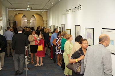 Opening night reception for Mandela's Legacy exhibition, featuring art from and inspired by Nelson Mandela Collective.