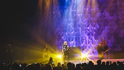 Miranda Lambert performs in front of Batty Panels