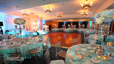 Miramar Cultural Center Banquet Hall for sit down plated dinner with dance floor and DJ.