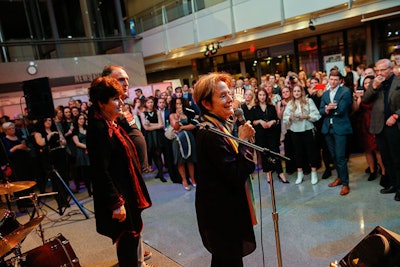 Event founders Joan Nathan, José Andrés, and Alice Waters gave remarks from the main stage in the Newseum lobby during the Sips program.