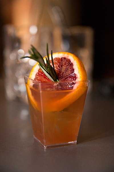 Buffalo & Bergen restaurant's mixologist Gina Chersevani created the airline-theme Window cocktail for JetBlue's lounge with Maker’s Mark whiskey, blood orange, Angostura bitters, and blood orange bitters.