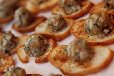 FireFly Farms Creamery and Market, a Maryland-based cheesemaker known for its goat cheese, served caramelized celery root, pear, and black and blue goat cheese on crostini.